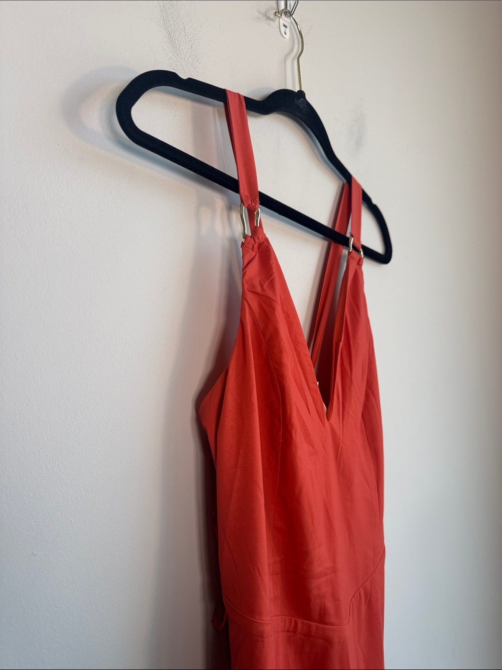 NWT Abercrombie Dipped-Waist Hardware Maxi Dress in Orange Floral Sunset - L - Picture 4 of 7